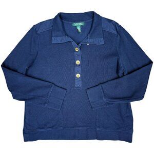 EUC Women's LAUREN RALPH LAUREN Rib‎ Knit Pullover Sweater Navy | Size L